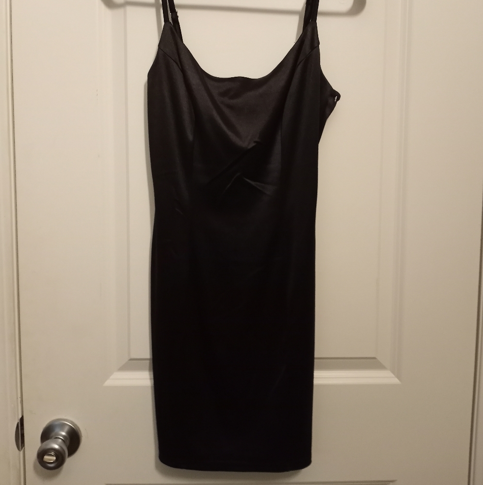 Black silk mini dress